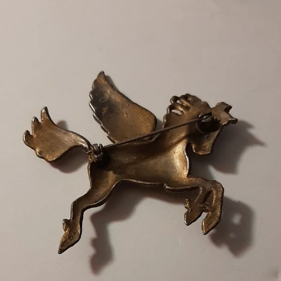 20th C. Vintage Large Gold Pegasus Brooch - Picture 2 of 7
